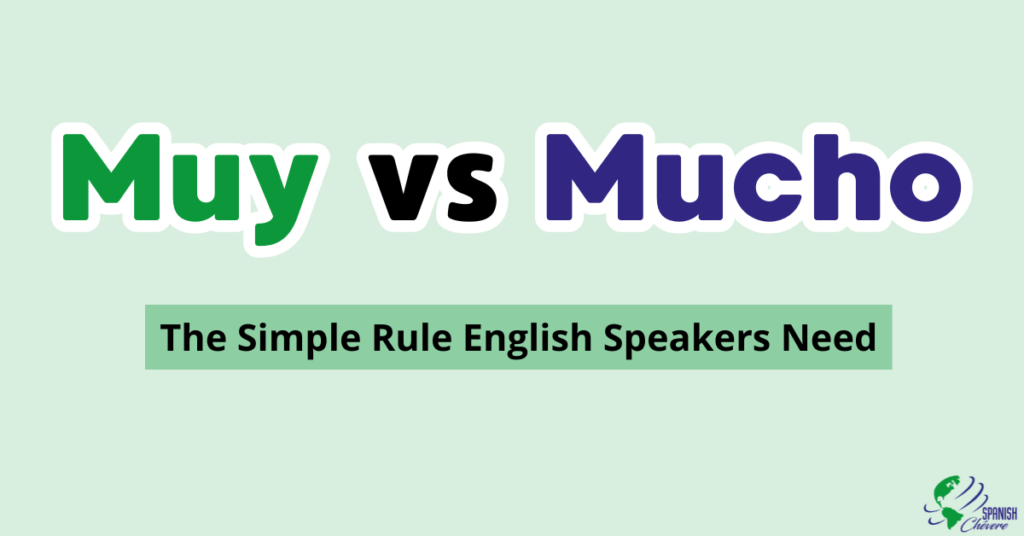 Muy vs Mucho in Spanish explained for English speakers with simple rule and examples.
